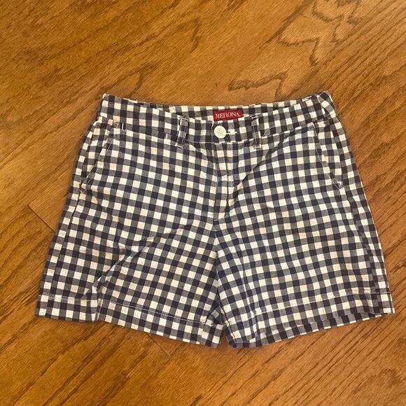 Morona size 4 checked short - dark blue and white - Picture 1 of 8